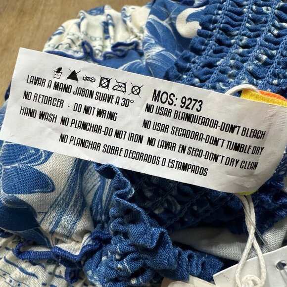 Women’s Agua Bendita Maona Mini Dress Large Halter Neck Stretch Smocked Waist - Picture 15 of 15